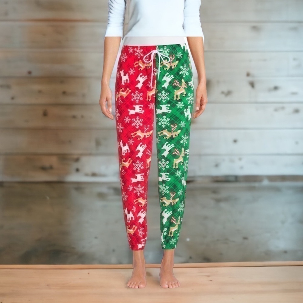 Rudolph Fleece Sleep Joggers Pants NWT Sz 2X Christmas Red White Pockets Women